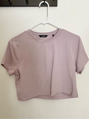 Lilac Cropped Crewneck Tee - Women's Top